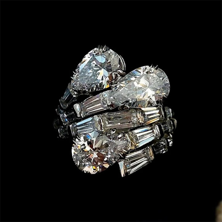 4.62ctw Pear and Baguette French Firework Shape Ring-JEWELBUYS