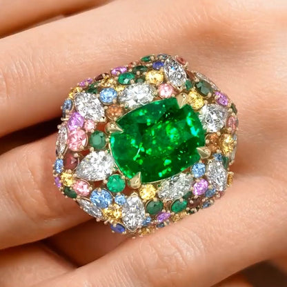 4.3ctw Vivid Colored Sapphire Engagement Ring-JEWELBUYS