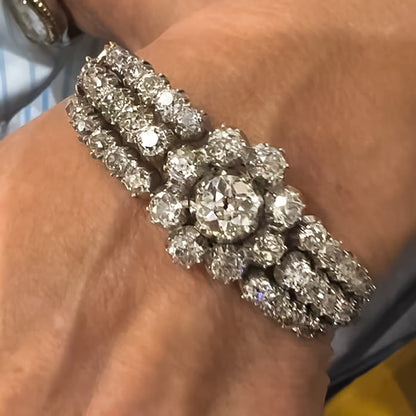 13.75 Ctw Round-cut white sapphire adorned with floral vintage-style bracelet-JEWELBUYS