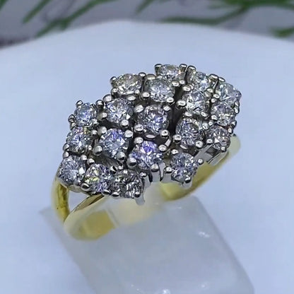 1.56Ctw Round Cut White Sapphire Cluster Split Shank Ring-JEWELBUYS