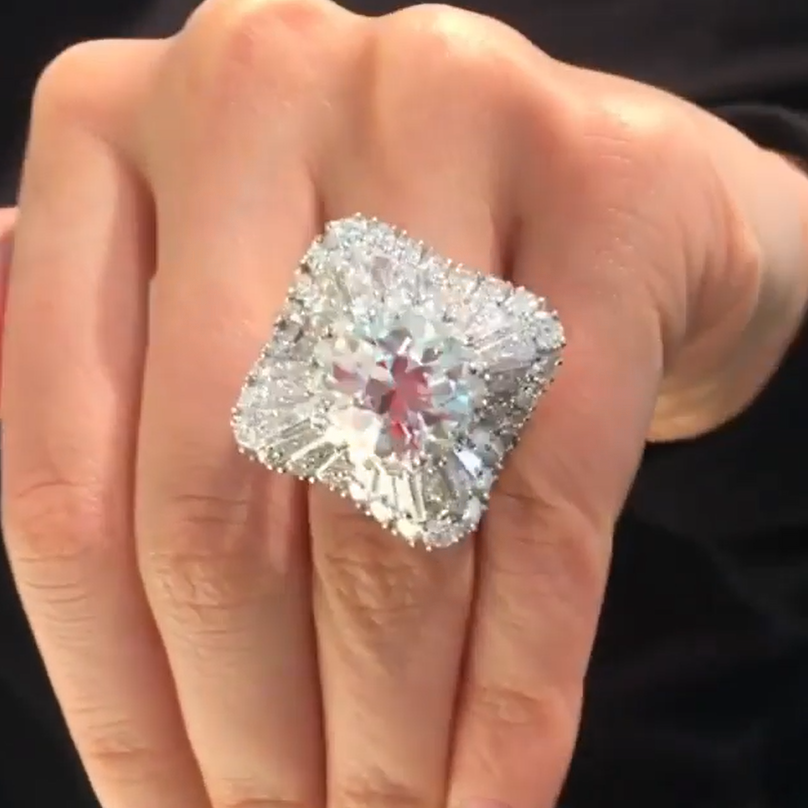 Unique 6 ct Round Cut White Gemstone Engagement Ring - JEWELBUYS
