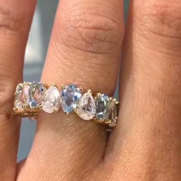 2.65Ctw Two-tone pear-shaped sapphire eternal ring-JEWELBUYS