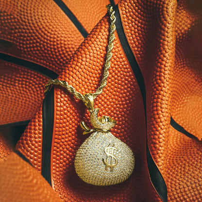 Money bag sapphire pendant necklace-JEWELBUYS
