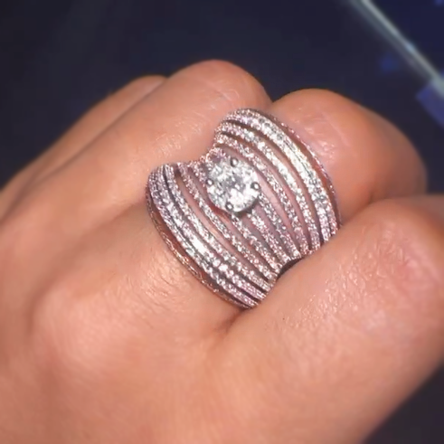 Stylish 5 ctw Round & Marquise Cut White Gemstone Ring -JEWELBUYS