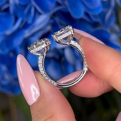 8ctw Pear & Emerald Cut White Sapphire Two Stones Engagement Ring-JEWELBUYS
