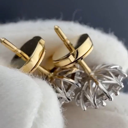 1.64Ctw Sunflower Cluster Sapphire Stud Earrings-JEWELBUYS