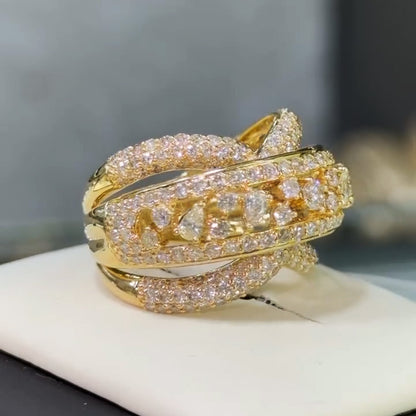 3.0Ctw Pear-shaped Round Sapphire Gold Ring-JEWELBUYS