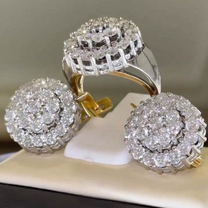 7.6ctw Round Double Cake White Sapphire Ring -JEWELBUYS