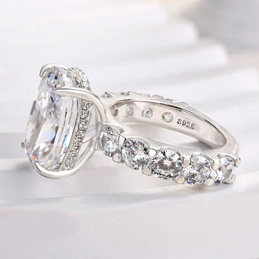 9ct Cushion & Round Cut  White Sapphire Gorgeous Fine Crushed Ice Engagement Ring-JEWELBUYS