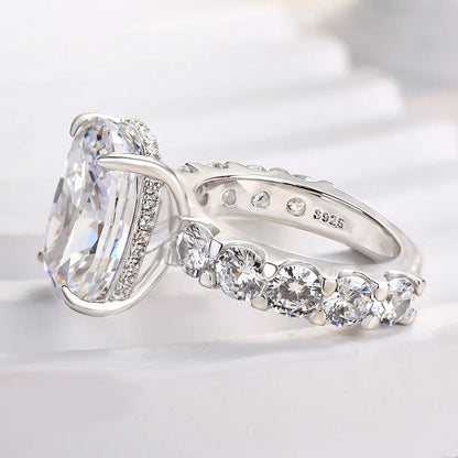 9ct Cushion & Round Cut  White Sapphire Gorgeous Fine Crushed Ice Engagement Ring-JEWELBUYS