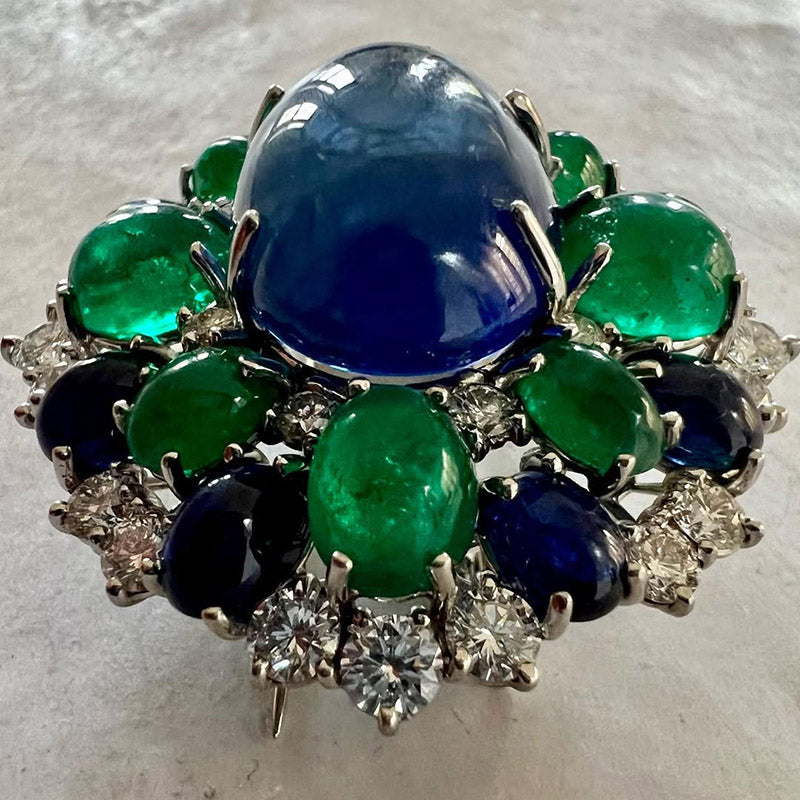 4.8Ctw Cabochon Gemstone Vintage Ring Brooch-JEWELBUYS