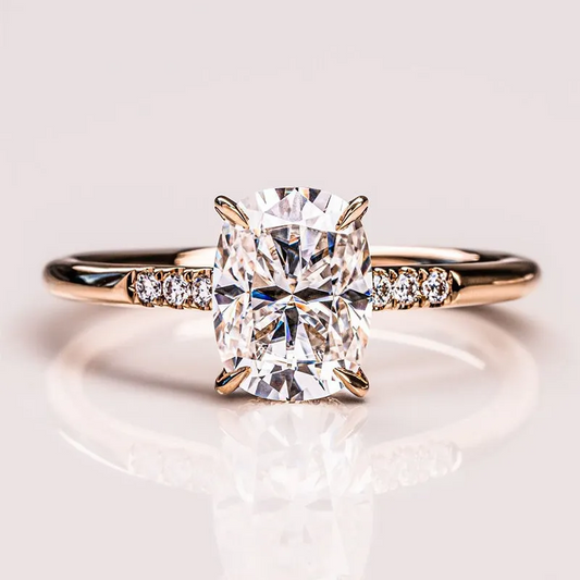 Simple 4ct Cushion Cut White Sapphire Engagement Ring-JEWELBUYS