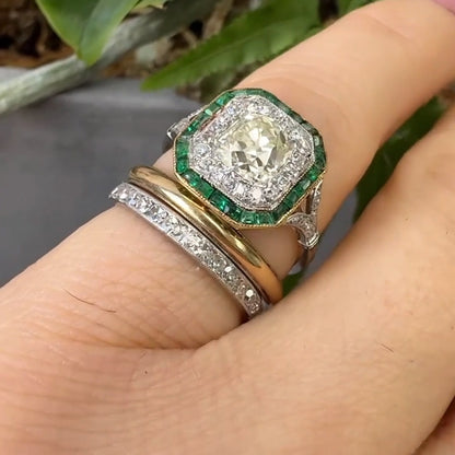 5.13ctw cushion cut eternity band and emerald gemstone set-JEWELBUYS