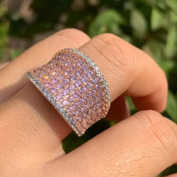 2.9ctw Pink & White Sapphire Round Cut Pave Set Ring-JEWELBUYS