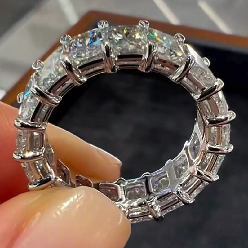 4.0ctw Radiant Cut Eternity Band Ring-JEWELBUYS