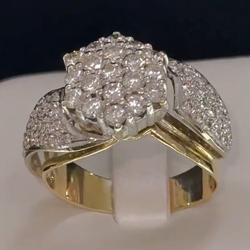 2.2ctw Round Gemstone Cluster Vintage Bypass Ring - JEWELBUYS