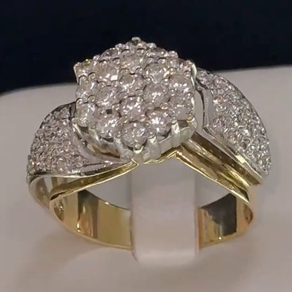 2.2ctw Round Gemstone Cluster Vintage Bypass Ring - JEWELBUYS