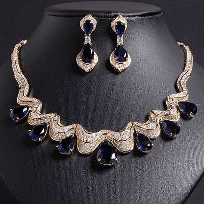 A stunning and luxurious 140-carat pear-shaped sapphire necklace and earring set-JEWELBUYS