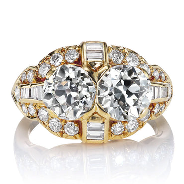 3.56Ctw Round Sapphire Double Stone Vintage Engagement Ring-JEWELBUYS