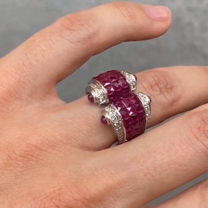 3.5Ctw Invisible Ruby Ring-JEWELBUYS