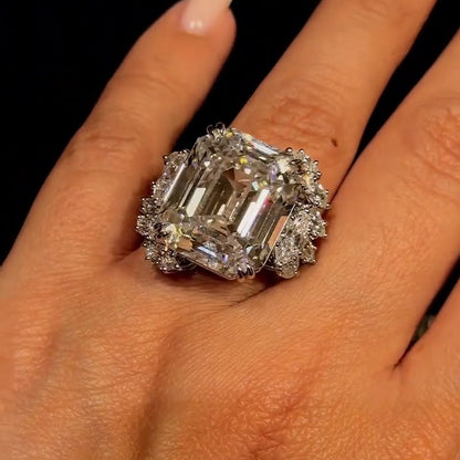 15Ctw Emerald-cut Prong-Set Sapphire Engagement Ring-JEWELBUYS