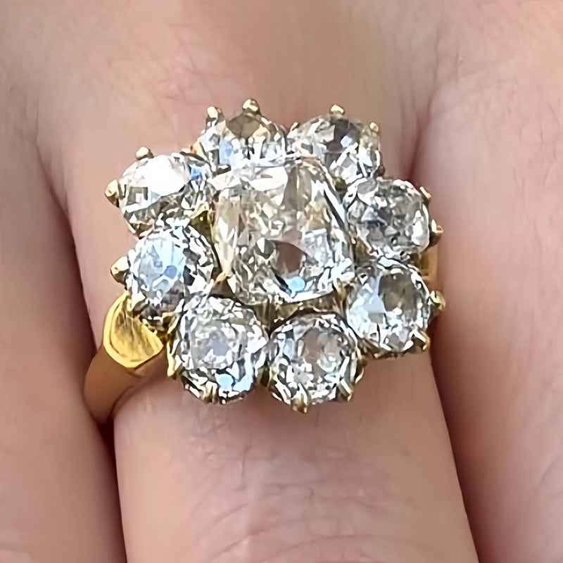 6.8Ctw Vintage-cut Rose-shaped Sapphire Ring- JEWELBUYS