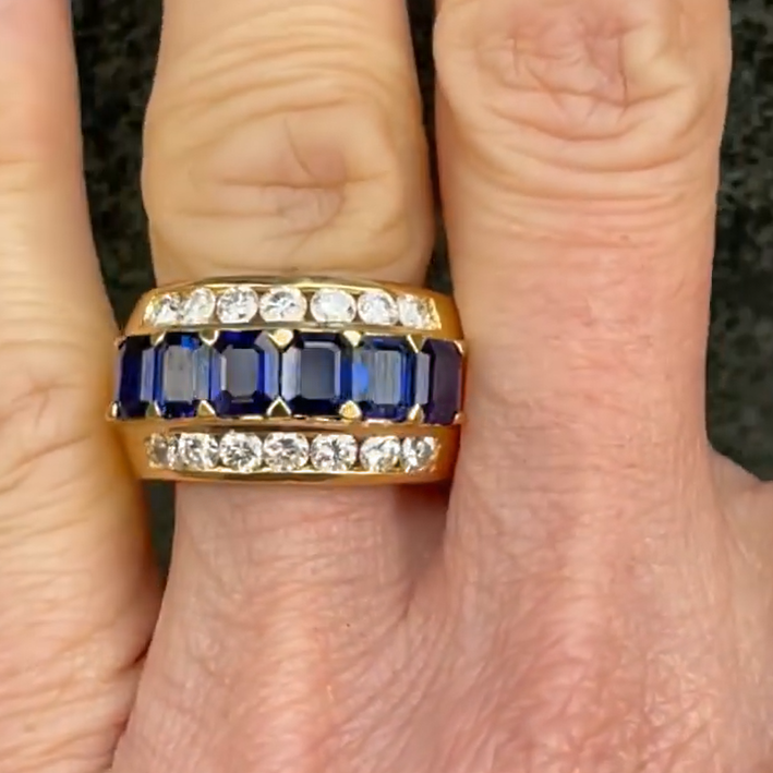 9 ctw Emerald Cut Sapphire Vintage Wedding Ring For Men And Women - JEWELBUYS