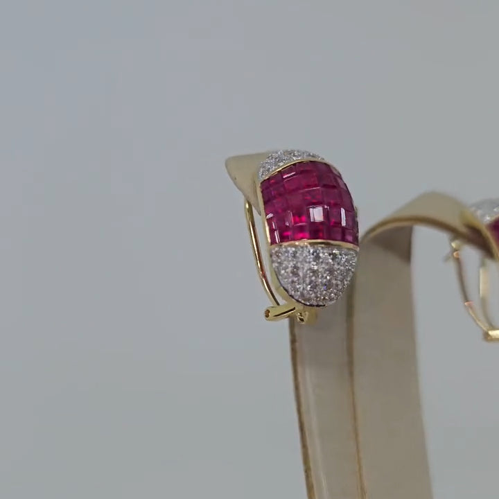 2.8Ctw Square Ruby Delicate Earrings-JEWELBUYS