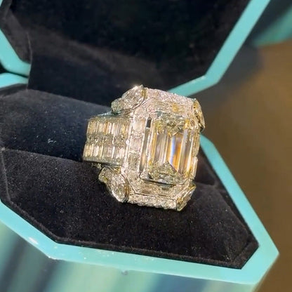 12ctw Emerald Cut Full Diamond Champion Ring -JEWELBUYS