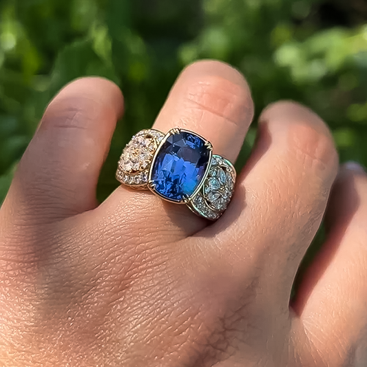 Elegant 6 ctw Cushion Cut Sapphire Ring -JEWELBUYS