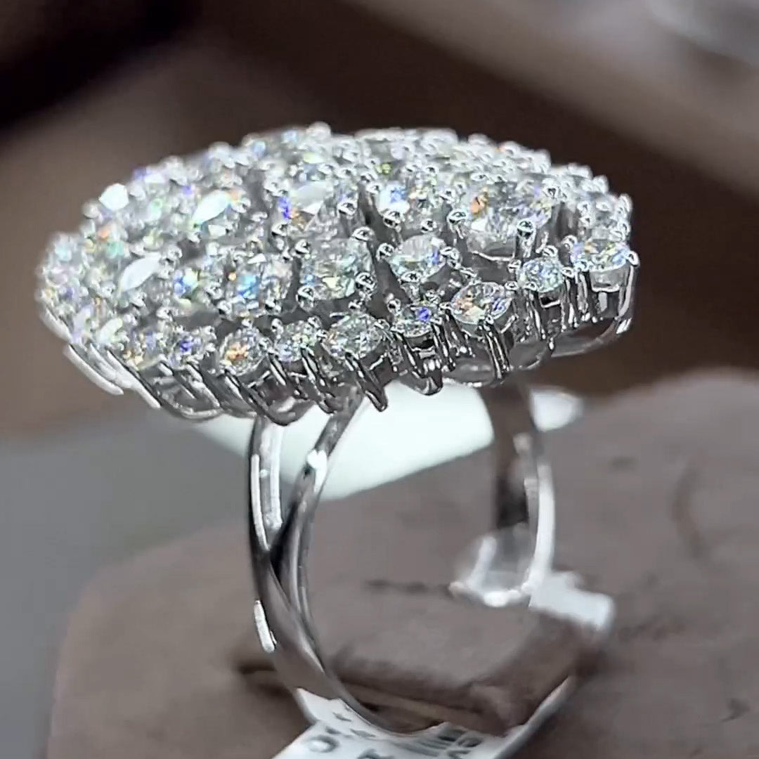 5.0ctw Cluster Cocktail Party White Sapphire Ring -JEWELBUYS