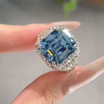 8.0Ctw Luxurious and elegant aquamarine engagement ring-JEWELBUYS