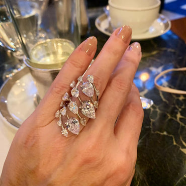 Pear-shaped sapphire bypass ring-JEWELBUYS