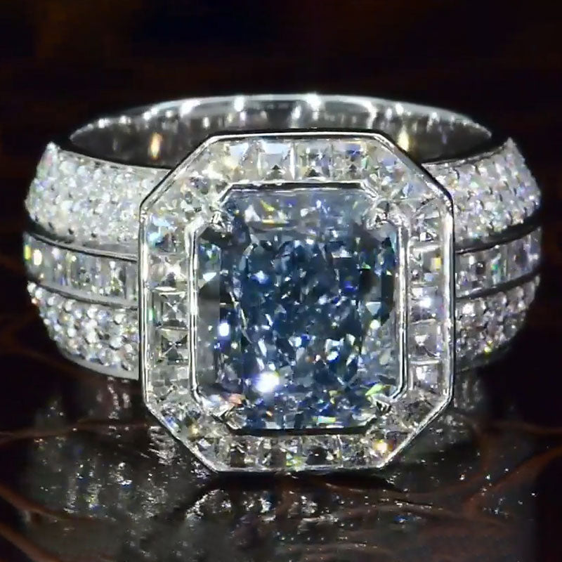 5.5ct Blue Sapphire Vivid Fancy Engagement Ring - JEWELBUYS