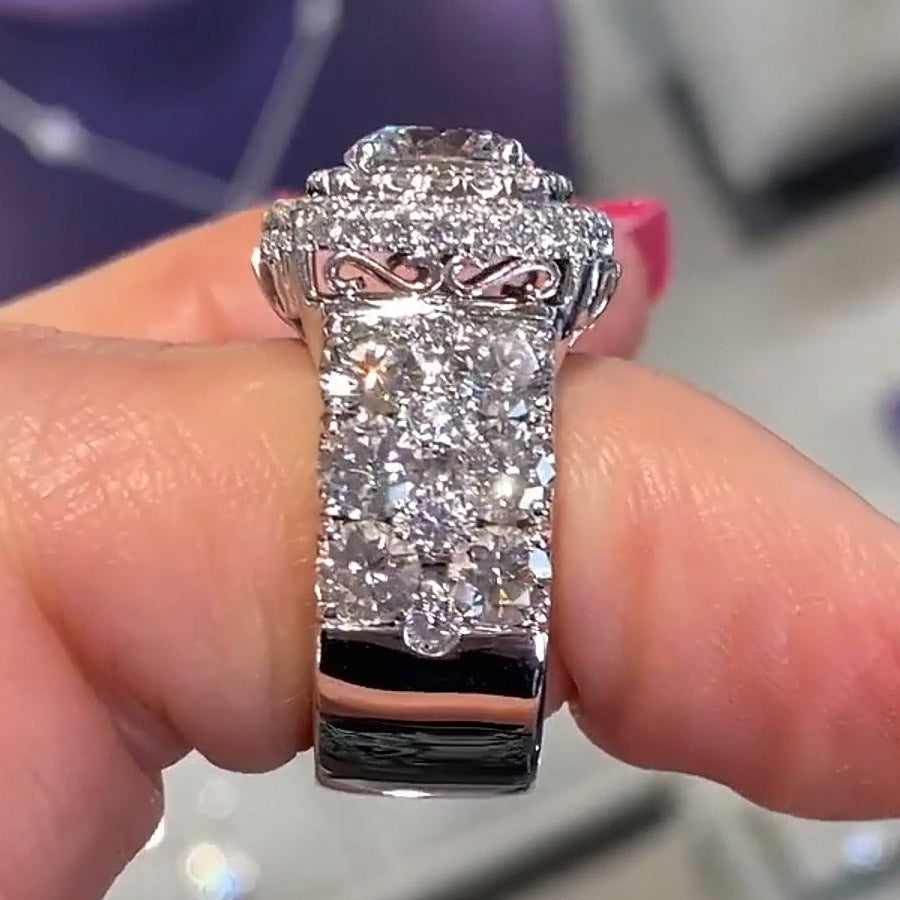 7.6ctw Round Cut Luxury Set Sapphire Engagement Ring-JEWELBUYS