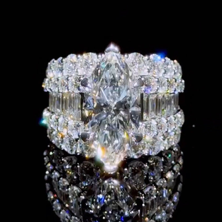 7.0Ctw marquise-cut brilliant sapphire engagement ring-JEWELBUYS