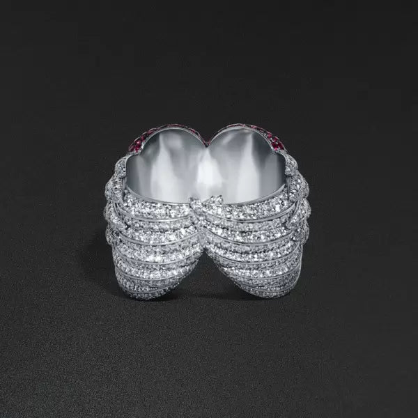 5.8ct Ruby Sapphire Round Cut Angel Wings Heart Ring-JEWELBUYS