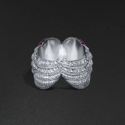 5.8ct Ruby Sapphire Round Cut Angel Wings Heart Ring-JEWELBUYS