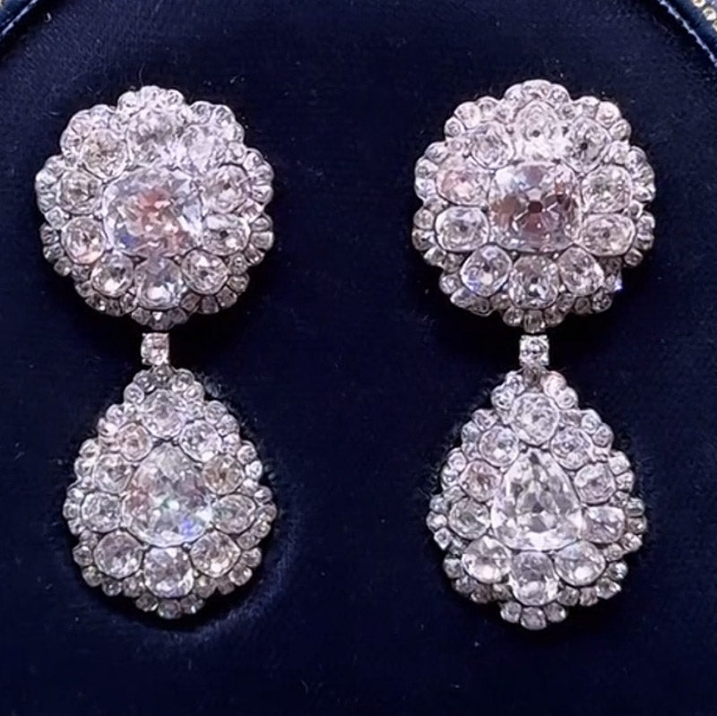 6.0ctw Multi-Cut Antique Sapphire Pendant Earrings-JEWELBUYS