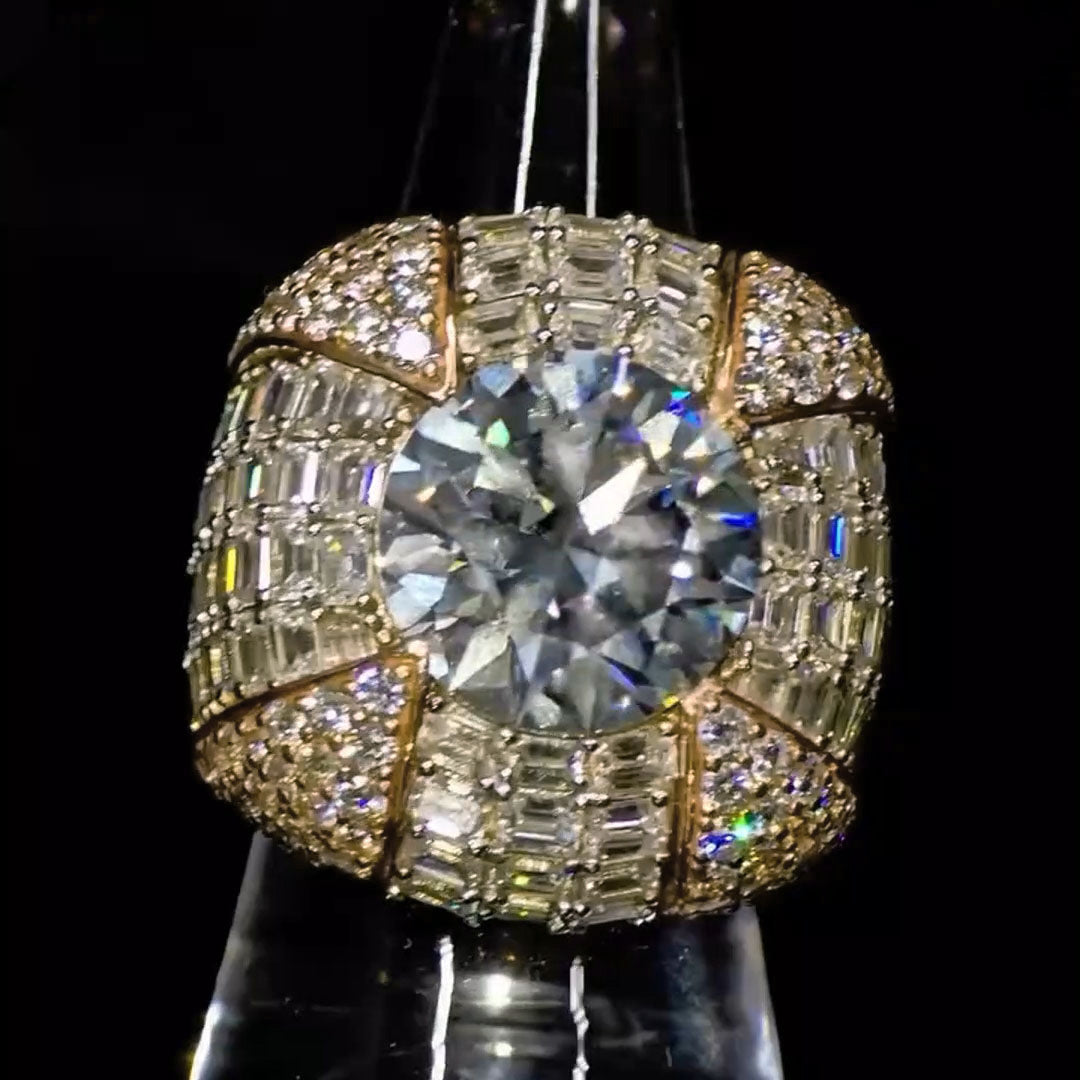 8.0ctw Round Baguette Cut White Sapphire Luxury Rich Engagement Large Ring-JEWELBUYS