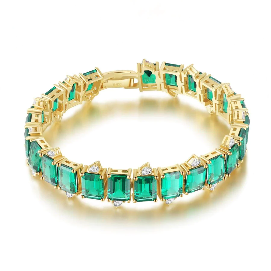 Personalized 25ctw Emerald Cut Emerald Women's Bracelet-JEWELBUYS