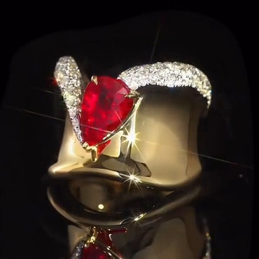 4.2Ct Pear Cut Ruby Art Ring-JEWELBUYS