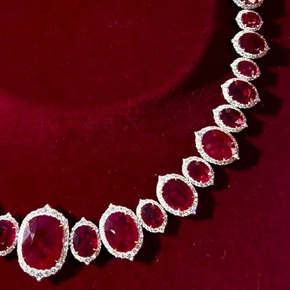 120ctw Oval Cut Deep Red Ruby Necklace and Bracelet-JEWELBUYS