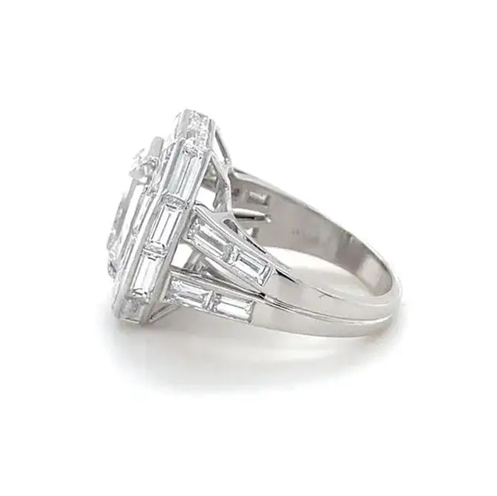 4.06ct Emerald Cut White Sapphire Engagement Ring-JEWELBUYS
