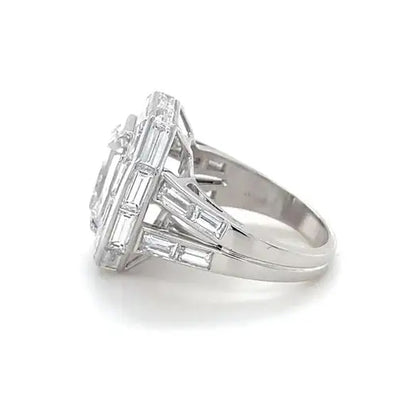 4.06ct Emerald Cut White Sapphire Engagement Ring-JEWELBUYS