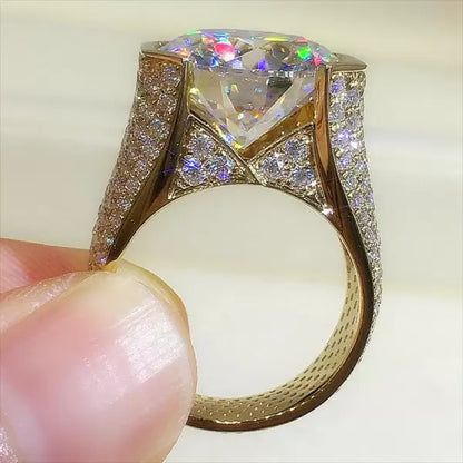 10.4ct Round Cut White Sapphire Pave Set Cocktail Ring-JEWELBUYS