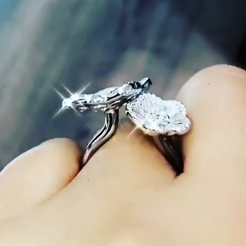 4.39ctw Baguette and Round Sapphire Flower Ring-JEWELBUYS