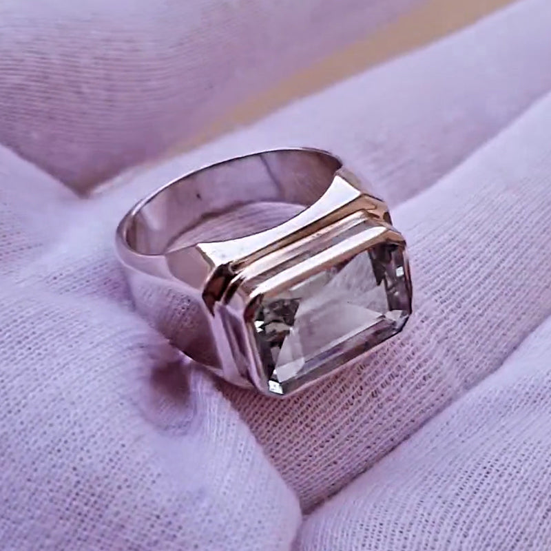 7ctw Emerald Cut Bezel Set Simple Ring -JEWELBUYS