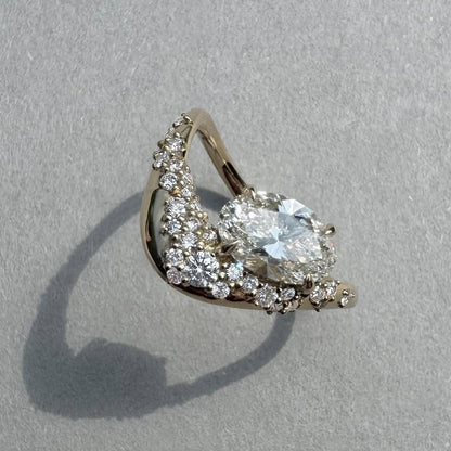 3.0Ctw Oval-cut Sapphire Wave Sculpture Engagement Ring-JEWELBUYS