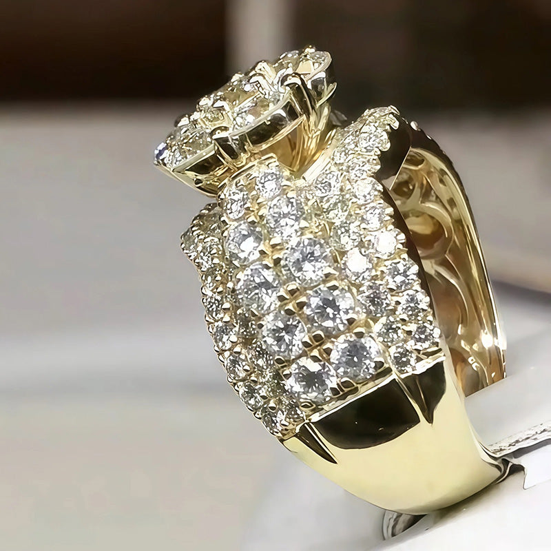 3.0Ctw Round Cut Sapphire Elegant Flower Ring-JEWELBUYS